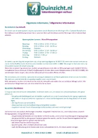 Algemene Informatie / Allgemeine Information