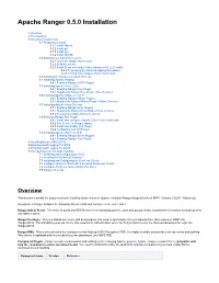 Apache Ranger 0.5.0 Installation