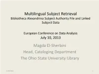 Bibliotheca Alexandrina Subject Authority Control and Linked Data
