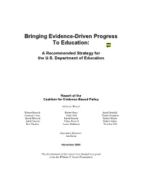 Bringing Evidence-Driven Progress to Education