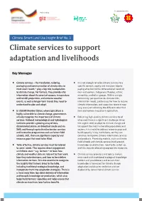 Climate Services to Support Adaptation and Livelihoods