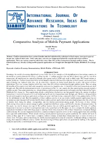 Comparative Analysis of Mobile Payment Applications