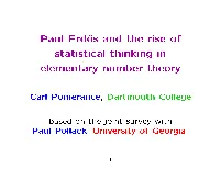 Paul Erdős and the Rise of Statistical Thinking in Elementary Number Theory