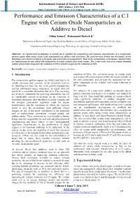 Performance and Emission Characteristics of a C.I Engine with Cerium Oxide Nanoparticles As Additive to Diesel