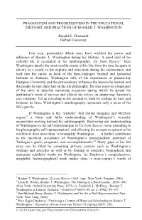 Pragmatism and Progressivism in the Educational Thought and Practices of Booker T