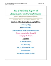 Pre-Feasibility Report of Rough Stone and Gravel Quarry