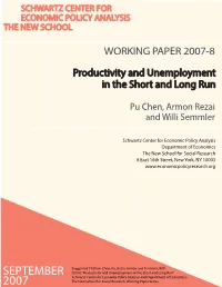Productivity and Unemployment in the Short and Long Run