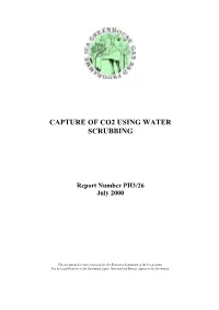 Capture of Co2 Using Water Scrubbing