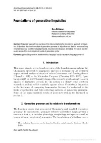 Foundations of Generative Linguistics