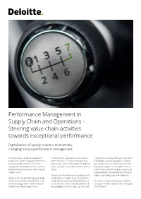 Performance Management in Supply Chain and Operations – Steering Value Chain Activities Towards Exceptional Performance
