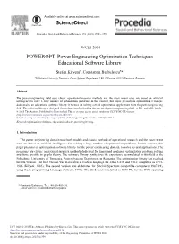 POWEROPT. Power Engineering Optimization Techniques Educational Software Library