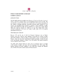 Public Parks Review: Summary Harriet Jordan