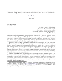 Random.Org: Introduction to Randomness and Random Numbers