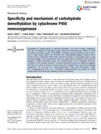 Specificity and Mechanism of Carbohydrate Demethylation by Cytochrome P450 Monooxygenases