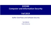 Buffer Overflows and Software Security