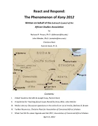 React and Respond: the Phenomenon of Kony 2012