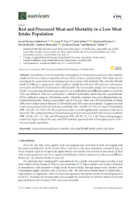 Red and Processed Meat and Mortality in a Low Meat Intake Population