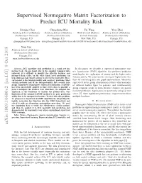 Supervised Nonnegative Matrix Factorization to Predict ICU