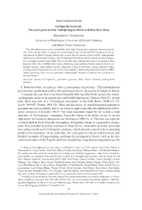 The Early Generativists' Multipronged
