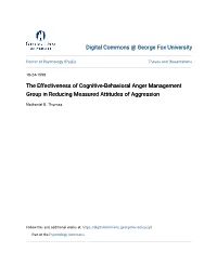 The Effectiveness of Cognitive-Behavioral Anger Management Group in Reducing Measured Attitudes of Aggression