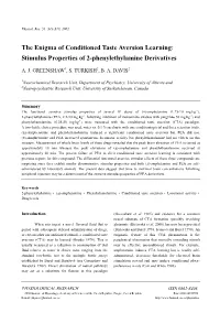 The Enigma of Conditioned Taste Aversion Learning: Stimulus Properties of 2-Phenylethylamine Derivatives