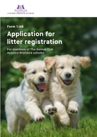 Application for Litter Registration PENDING NO