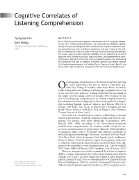Cognitive Correlates of Listening Comprehension