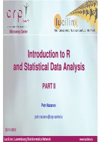 Introduction to R and Statistical Data Analysis