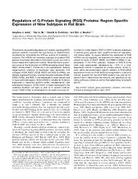 Regulators of G-Protein Signaling (RGS) Proteins: Region-Speciﬁc Expression of Nine Subtypes in Rat Brain