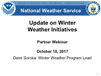 Update on the Winter Weather Program Partner Webinar October