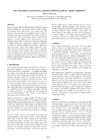 Discrimination of Sound Source Positions Following Auditory Spatial
