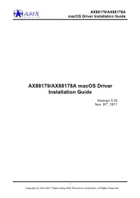 AX88179/AX88178A Macos Driver Installation Guide