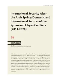 Domestic and International Sources of the Syrian and Libyan Conflicts (2011-2020)