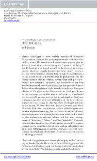 Heidegger, 2Nd Edition Edited by Charles B