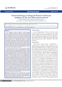 Immunobiology of Allograft Human Leukocyte Antigens in the New Microenvironment Mepur H
