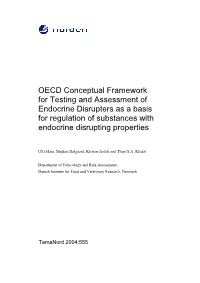 OECD Conceptual Framework for Testing and Assessment of Endocrine Disrupters As a Basis for Regulation of Substances with Endocrine Disrupting Properties
