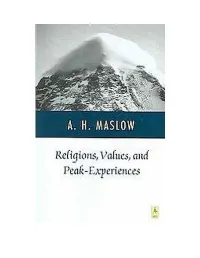Religions, Values, and Peak Experiences