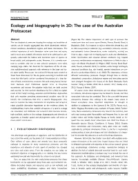 Ecology and Biogeography in 3D: the Case of the Australian Proteaceae