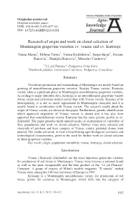 Research of Origin and Work on Clonal Selection of Montenigrin Grapevine Varieties Cv
