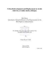 Urban Redevelopment and Displacement in Arada Sub-City of Addis Ababa, Ethiopia