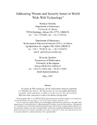 Addressing Threats and Security Issues in World Wide Web Technology∗†