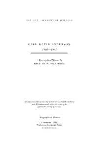 Carl David Anderson Biographical Memoir