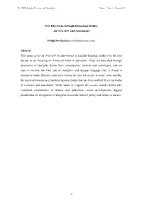 New Directions in English-Language Haiku: an Overview and Assessment