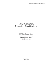 NVIDIA Opengl Extension Specifications