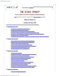 The Risks Digest Index to Volume 11
