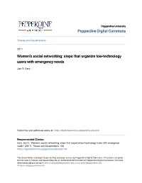 Women's Social Networking: Steps That Organize Low-Technology Users with Emergency Needs