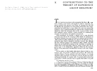X CONTRIBUTIONS to the THEORY of REFERENCE GROUP BEHAVIOR*