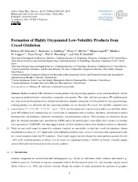 Formation of Highly Oxygenated Low-Volatility Products from Cresol Oxidation Rebecca H