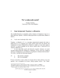 'Not' As Inherently Modal