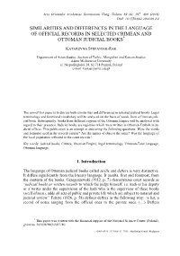 Similarities and Differences in the Language of Official Records in Selected Crimean and Ottoman Judicial Books*